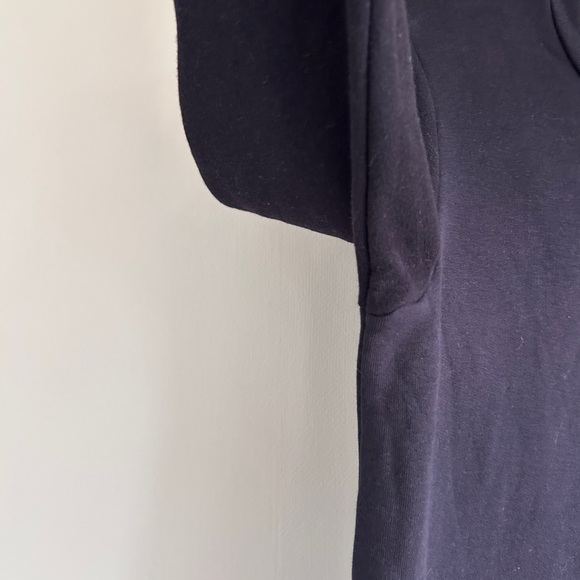 COS Navy Layered Look Tunic Sweatshirt Silk Hem Minimalist Scandi Capsule 90s XS - Picture 5 of 12
